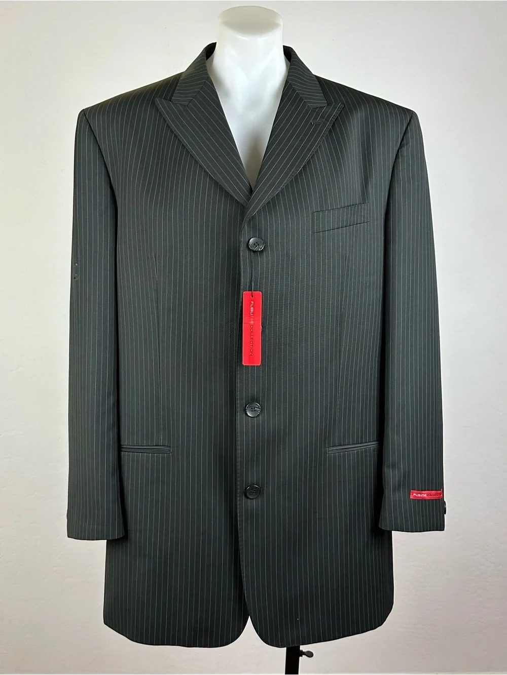 NWT FUBU The Collection Gold Liner Men's Pinstripe Blazer Single-Breasted Jacket